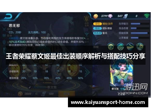 王者荣耀蔡文姬最佳出装顺序解析与搭配技巧分享